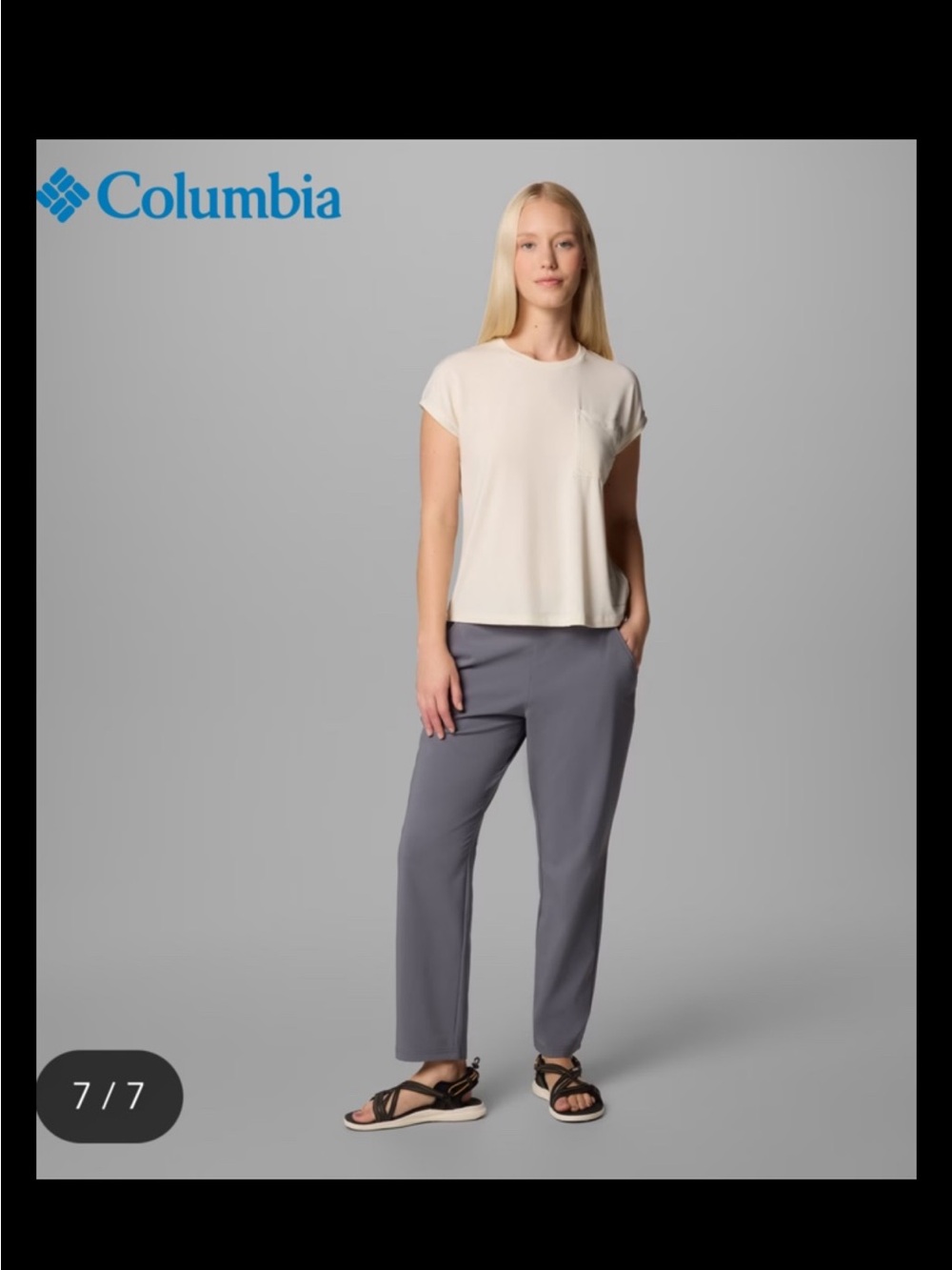 COLUMBIA All Season’s Gray Drawstring Stretch Travel Hiking Casual Pull On Pants